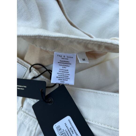 Rag & Bone Featherweight Logan Mid Rise Wide Leg Jeans 32 Ivory Loose Fit NWT - Picture 4 of 8